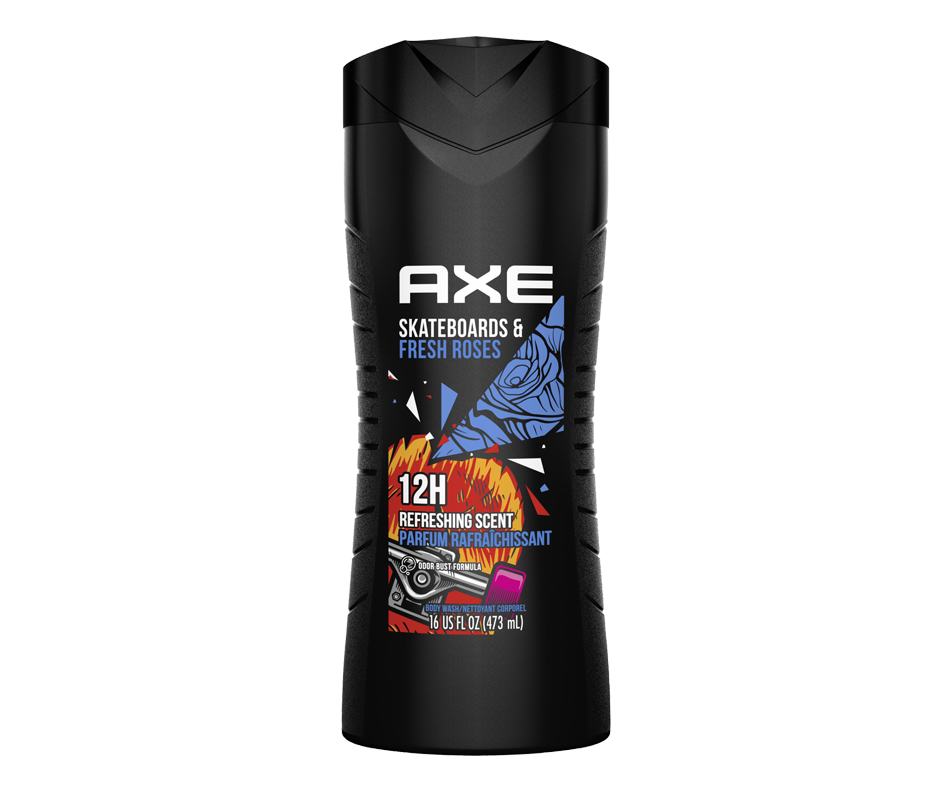 Skateboard & Fresh Roses Body Wash, 473 ml, Refreshing Scent Axe