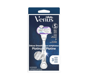 Venus Deluxe Smooth Platinum Women's Razor Handle & Blade Refills, 4 units