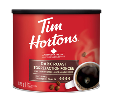 Image of product Tim Hortons - Fine Grind Coffee Dark Roast, 875 g