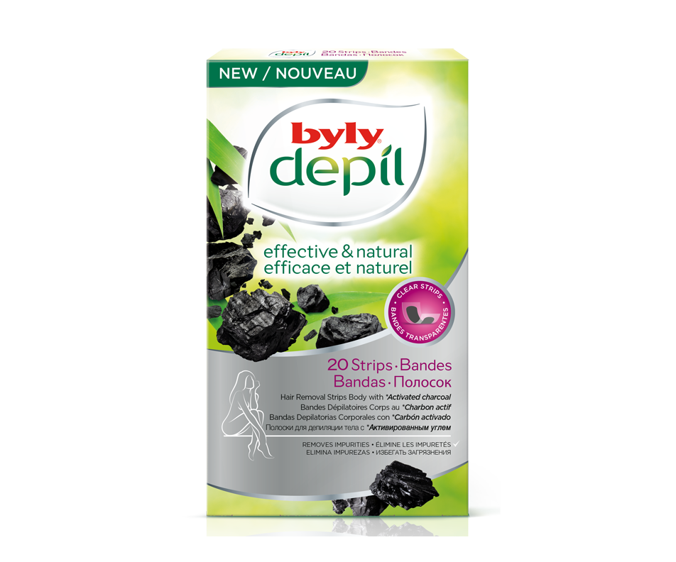Depil Activated Charcoal Depilatory Body Strips, 20 units Byly Hair