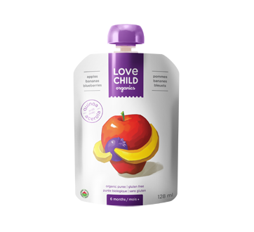 Image of product Love Child Organic - Organic Puree for Children, 128 ml, Apples-Bananas-Blueberries