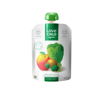 Organic Puree for Children, 128 ml, Apples-Kiwi-Spinach-Broccoli