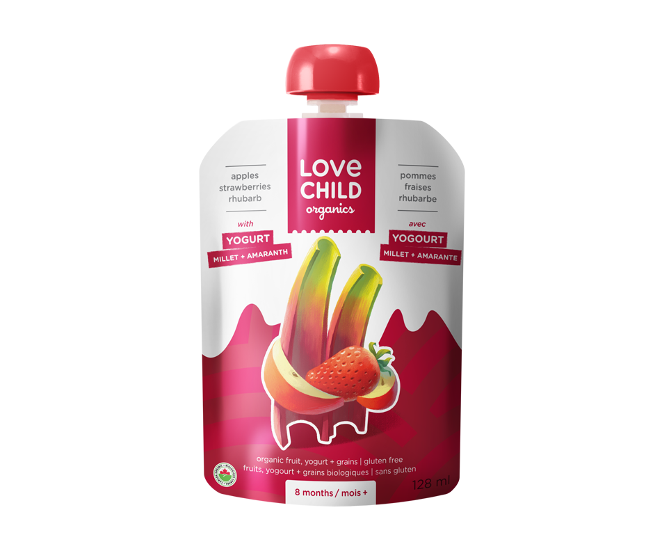 Organic Puree with Yogurt for Children, 128 ml, ApplesStrawberries