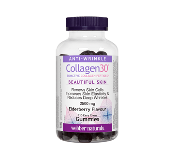 Collagen30 Bioactive Collagen Peptides 2500 mg Elderberry Gummies, 110 units