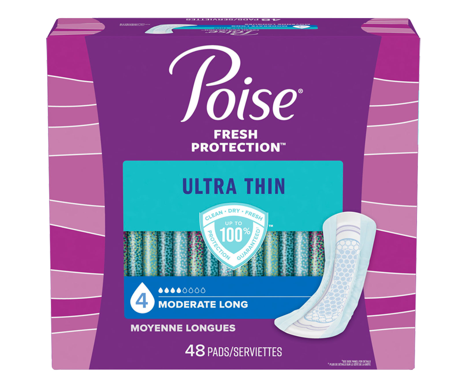 Ultra Thin Postpartum Incontinence Pads, Moderate Flow, Long, 48 units