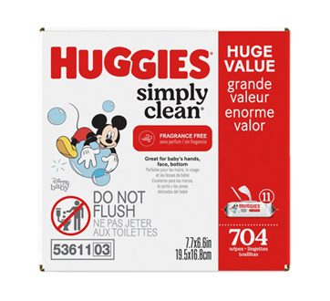 Image 4 of product Huggies - Simply Clean Baby Wipes, Unscented, 704 units