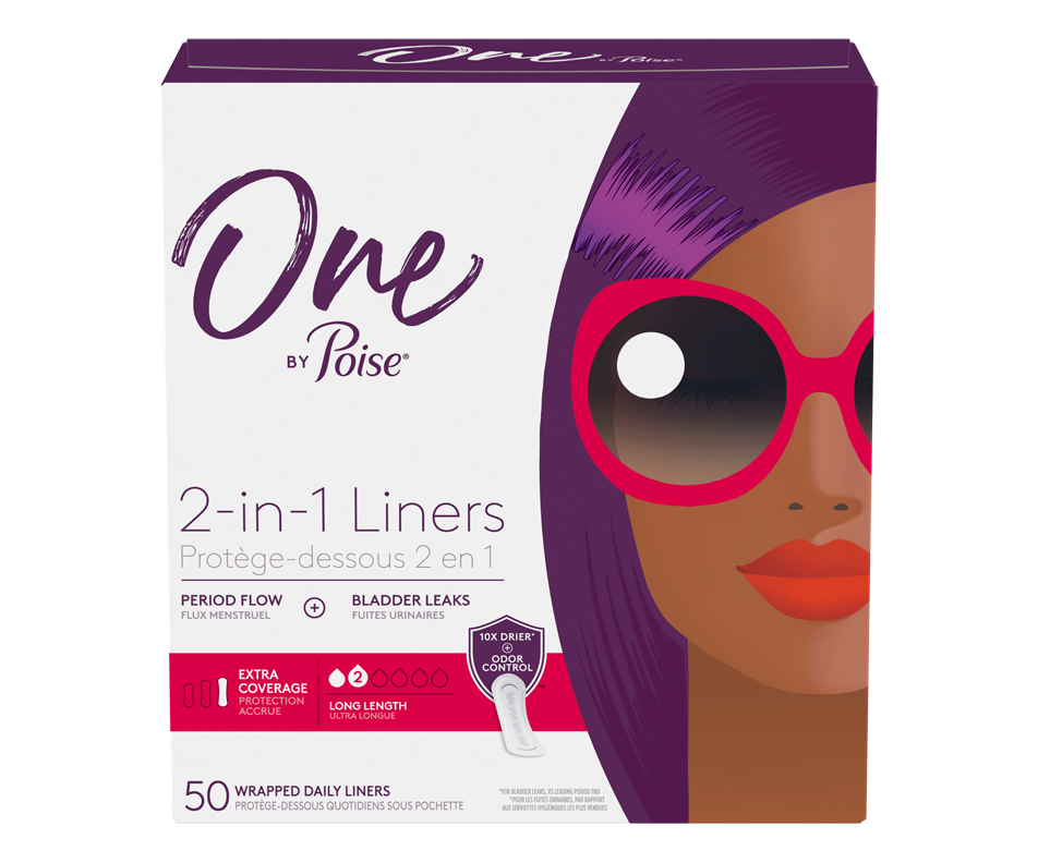 One by Poise Panty Liners 2in1, 50 units, Extra Coverage Poise