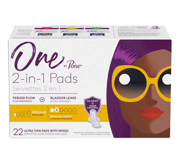 Image of product Poise - One by Poise Feminine Pads with Wings 2-in-1, 22 units, Regular Absorbency