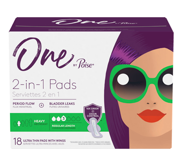 Image of product Poise - One by Poise Feminine Pads with Wings 2-in-1, 18 units, Heavy Absorbency