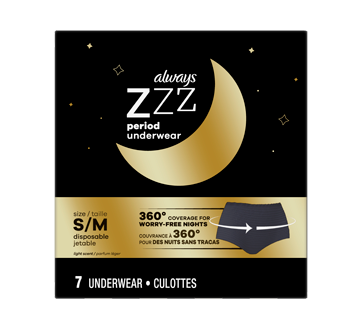 ZZZ Overnight Disposable Period Underwear, S-M, 7 units