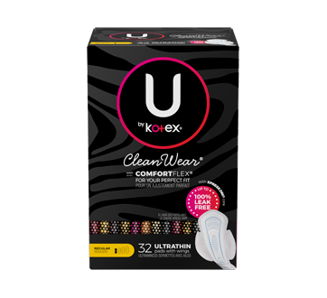 Image of product U by Kotex - CleanWear Ultra Thin Pads with Wings Regular Absorbency, 32 units