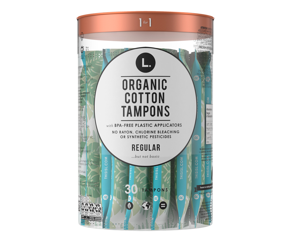 Organic Cotton Tampons with Plastic Applicator, 30 units, Regular L. Tampon Jean Coutu