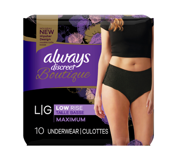 Image of product Always - Discreet Boutique Low-Rise Postpartum Incontinence Underwear Size L Black, 10 units