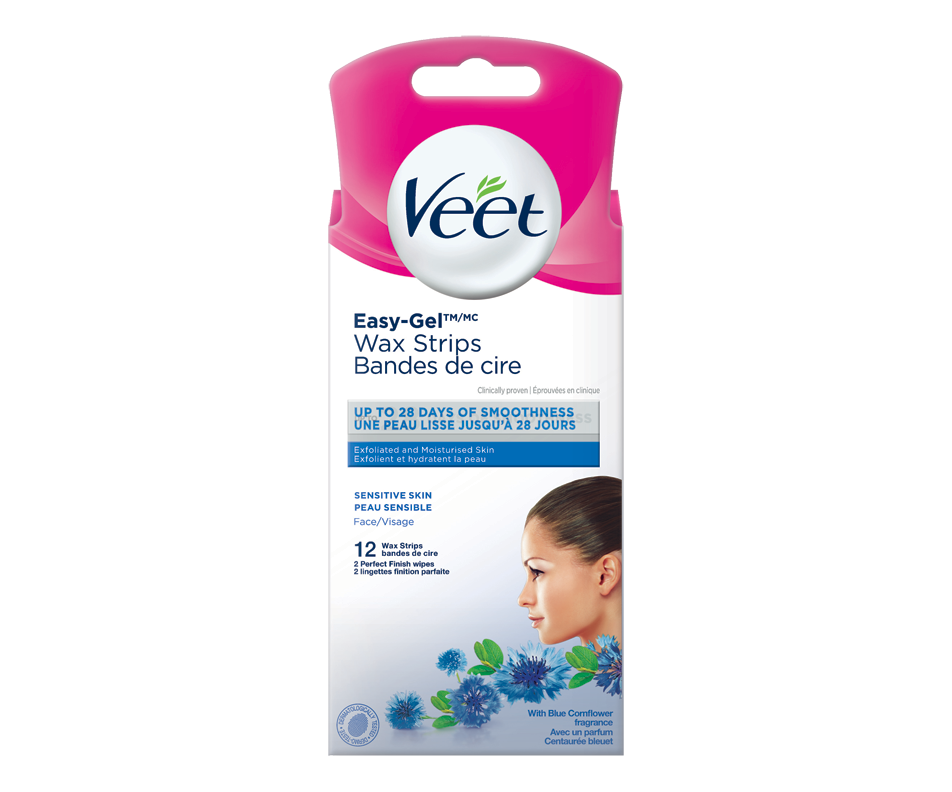 EasyGel Wax Strips Face Sensitive Skin, 12 units Veet Depilatory