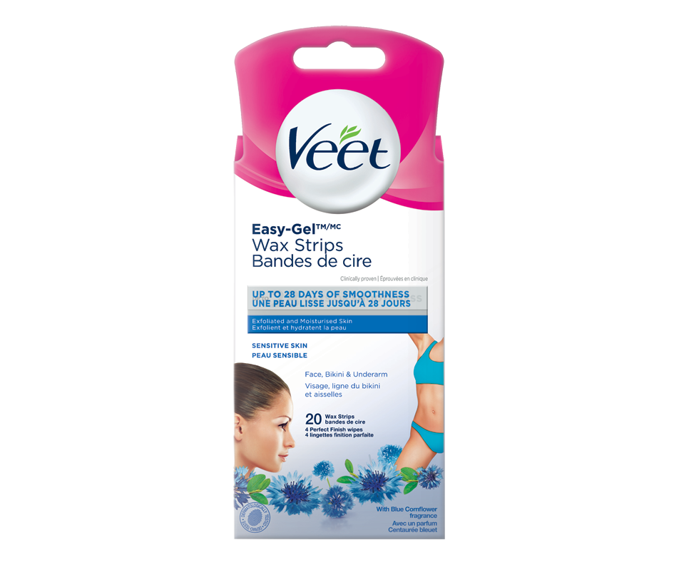 EasyGel Wax Strips Face, Bikini & Underarm, 20 units Veet Wax hair