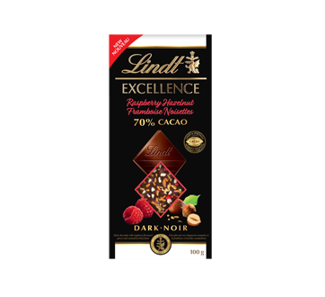 Image of product Lindt - Lindt Excellence Dark Chocolate 70% with Raspberry Hazelnut, 100 g