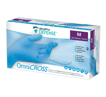 Image of product MedPro Defense - Omnicross Powder-Free Nitrile Medical Examination Gloves, 100 units, Medium