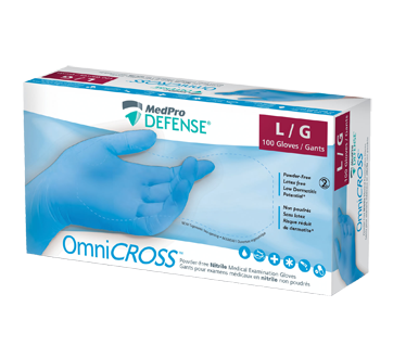 Omnicross Powder-Free Nitrile Medical Examination Gloves, 100 units, Large