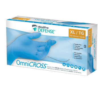 Image of product MedPro Defense - Omnicross Powder-Free Nitrile Medical Examination Gloves, 100 units, Extra-Large