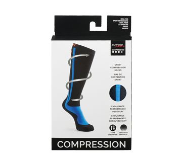 Sports Compression Knee High Socks 20-30 mmHg, Black - Large, 1 unit –  Supporo : Support stocking for women