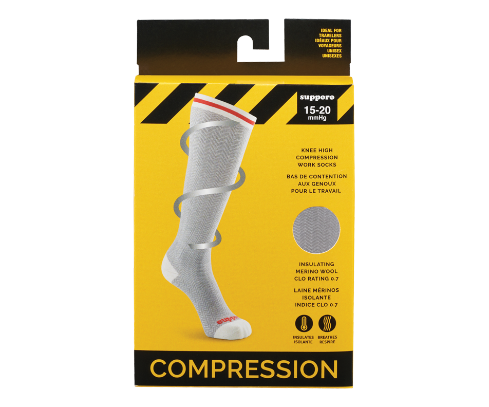 Knee High Compression Work Socks 1520 mmHg, Grey Extra large, 1 unit