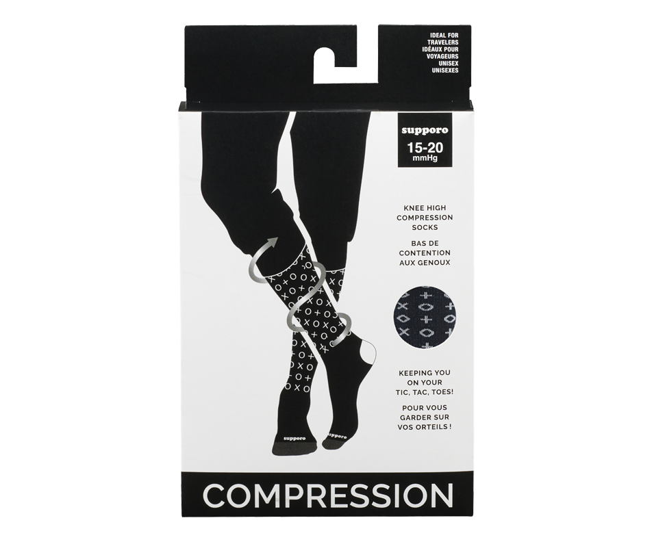 Knee High Compression Socks 1520 mmHg, Tic Tac Toe Extra large, 1
