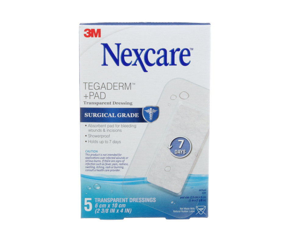 Tegaderm + Pad Transparent Dressing Waterproof 2 3/8 in x 4 in, 5 units
