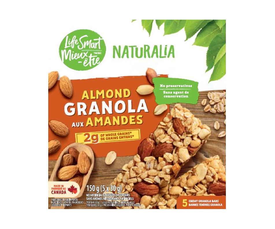 Naturalia Chewy Bars, Almond, 150 g Naturalia Snack/granola bar Jean Coutu