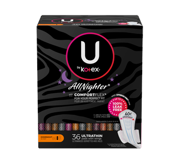 AllNighter Ultra Thin Overnight Pads with Wings, 36 units