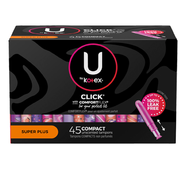 Image of product U by Kotex - Click Compact Tampons Super Plus, 45 units