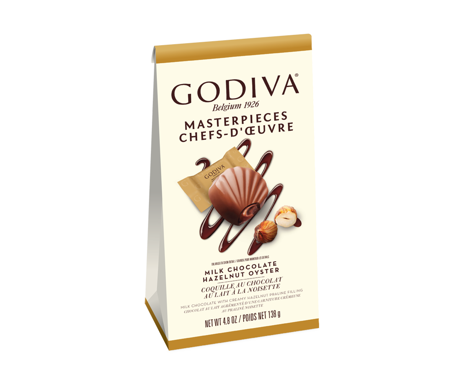 Masterpieces Milk Chocolate Hazelnut Oyster, 138 g Godiva Box
