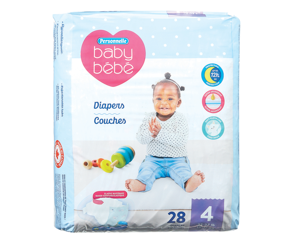 Baby Diapers, 4, 28 units Personnelle Diaper Jean Coutu
