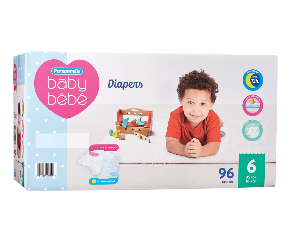 Baby Diapers, 6, 96 units Personnelle Diaper Jean Coutu