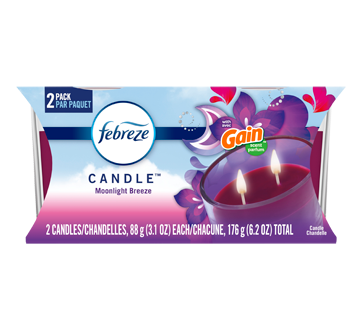Image of product Febreze - Odor-Eliminating Scented Candle Double-Wick Mini Candle, 2 units, Gain Moonlight Breeze