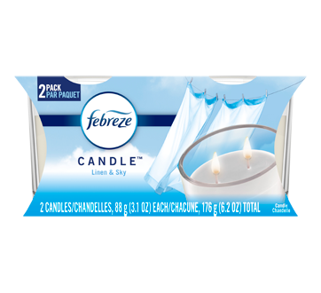 Febreze Odor-Eliminating Scented Candle, 2 units, Linen & Sky