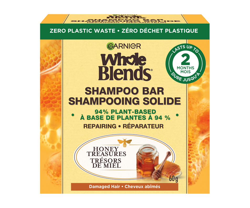 Whole Blends Repairing shampoo bar for Damaged Hair, Honey Treasures, 60 g Garnier Regular
