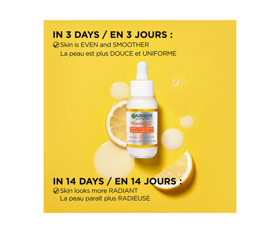 Skin Naturals Super Glow Serum, All Skin Types, 30 ml Garnier