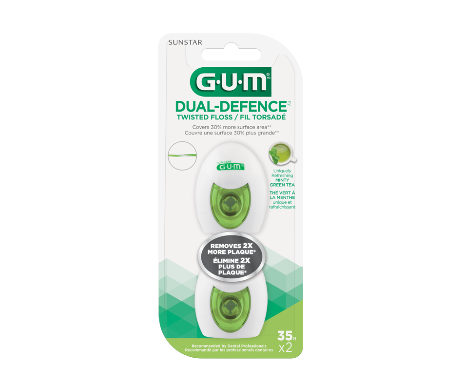 DualDefence Twisted Dental Floss, 2 x 35 m G·U·M Dental floss