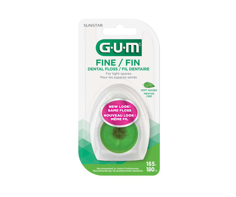 Fine Dental Floss, Mint Waxed, 165 m G·U·M Dental floss Jean Coutu