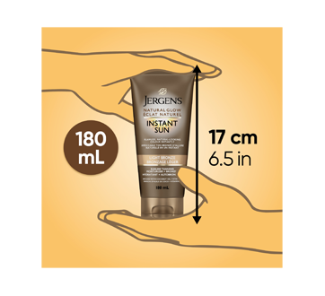 Image 8 of product Jergens - Natural Glow Instant Sun Sunless Tanning Moisturizer & Bronzer, 180 ml, Light Bronze