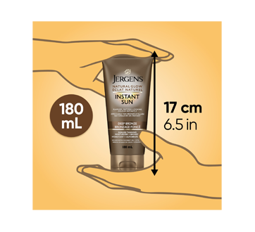 Image 8 of product Jergens - Natural Glow Instant Sun Sunless Tanning Moisturizer & Bronzer, 180 ml, Deep Bronze