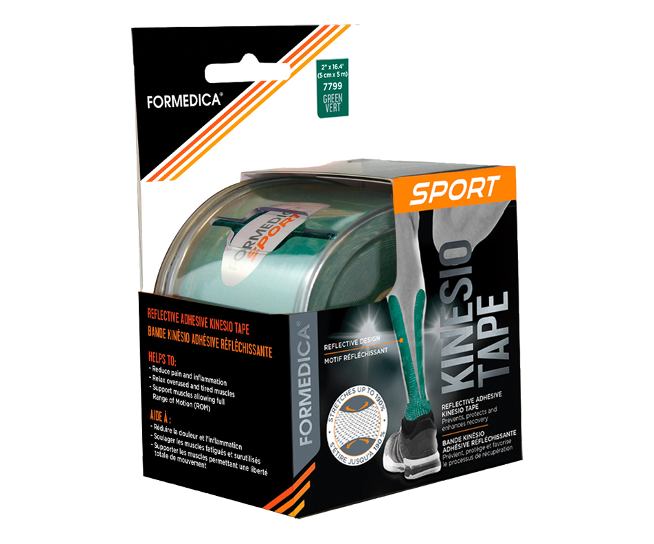 Reflective Adhesive Kinesio Tape, 1 unit, Green Formedica
