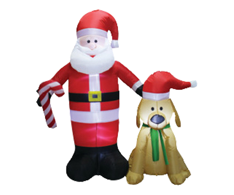Lighted Inflatable Santa and his Dog, 1 unit Yuletide Traditions