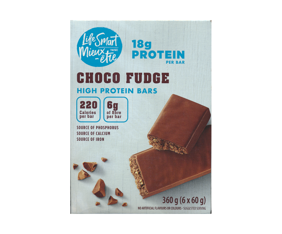High Protein Bars, Choco Fudge, 6 x 60 g Life Smart Nutritional