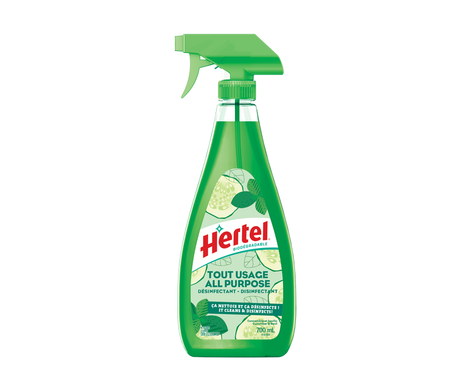 All Purpose Cleaner and Disinfectant, Cucumber & Basil, 700 ml Hertel
