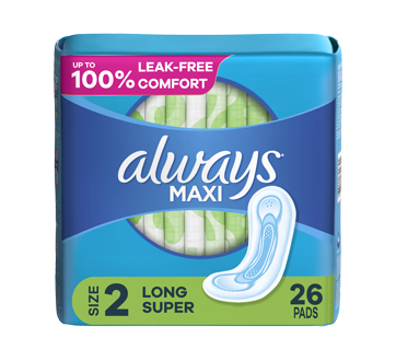 Maxi Pads, Size 2, 26 units – Always : Pads and cup