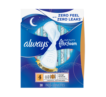 Infinity FlexFoam Overnight Pads with Wings, Size 4, 38 units – Always :  Pads and cup