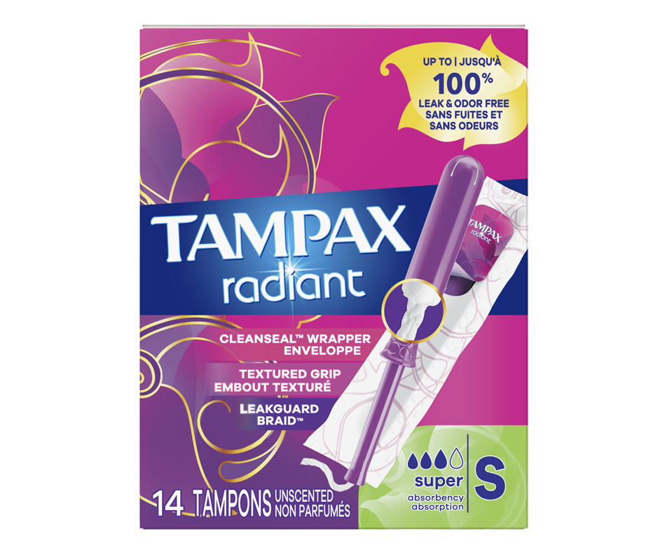 Radiant Tampons, Super Absorbency, Unscented, 14 units Tampax Tampon Jean Coutu