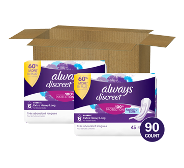 Discreet Incontinence Pads Extra Heavy Flow, Size 6, 45 units