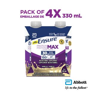 Image 3 of product Ensure - Protein Max Nutrition Shake Supplement, Vanilla, 4 x 330 ml